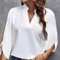 Plus Size Women V-Neck Blouse Summer Loose Fit Short Sleeve Shirt