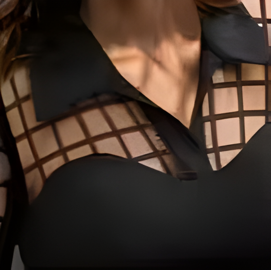 Ladies' fashionable temperament elegant lapel mesh splicing long sleeved shirt t-shirt