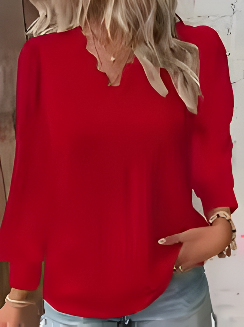Elegant Women V-Neck Lace Patchwork Blouse Long Sleeve Casual Top
