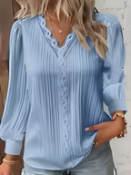 Elegant Women V-Neck Lace Patchwork Blouse Long Sleeve Casual Top