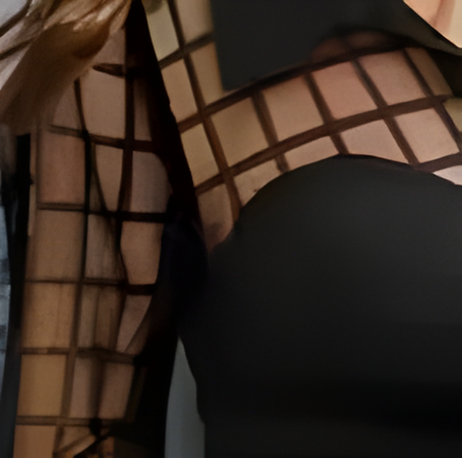 Ladies' fashionable temperament elegant lapel mesh splicing long sleeved shirt t-shirt