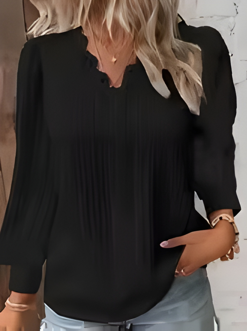 Elegant Women V-Neck Lace Patchwork Blouse Long Sleeve Casual Top